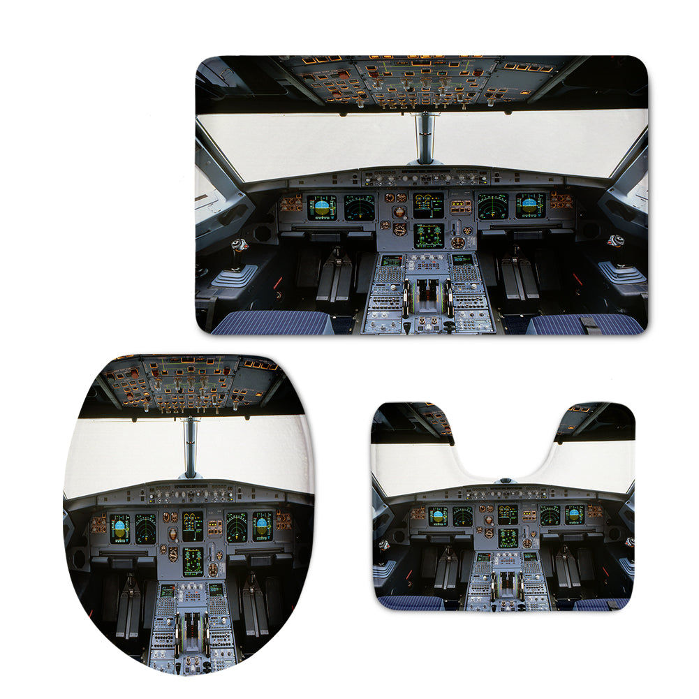 Airbus A320 Cockpit (Wide) Designed Toilet Seat Cover Three-piece Set