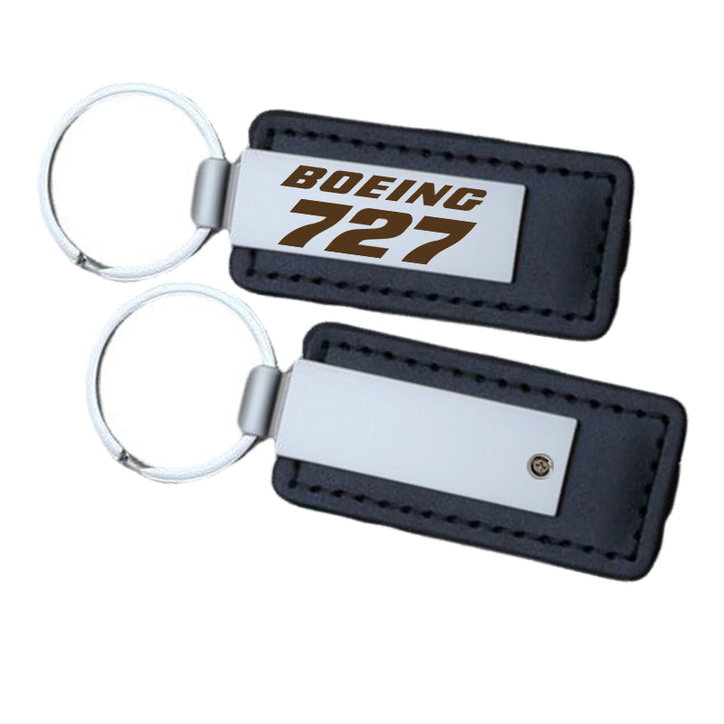 Boeing 727 & Text Faux Leather Key Chains