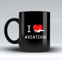 Thumbnail for I Love Aviation Designed Black Mugs