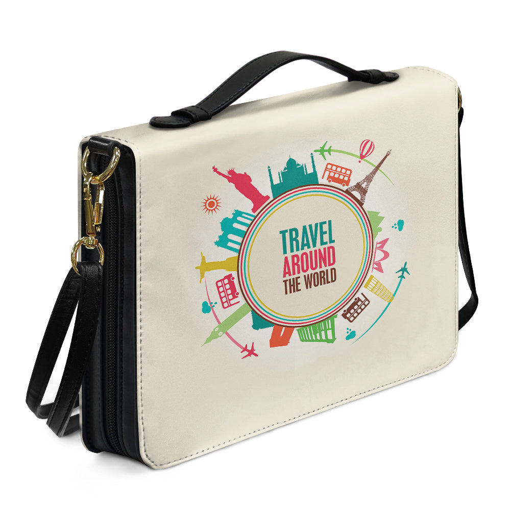 Travel Around The World Designed PU Accessories Bags Strap Style