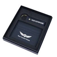 Thumbnail for Your Custom Name/Text Genuine Leather Cardholder Key Ring Gift Box Set