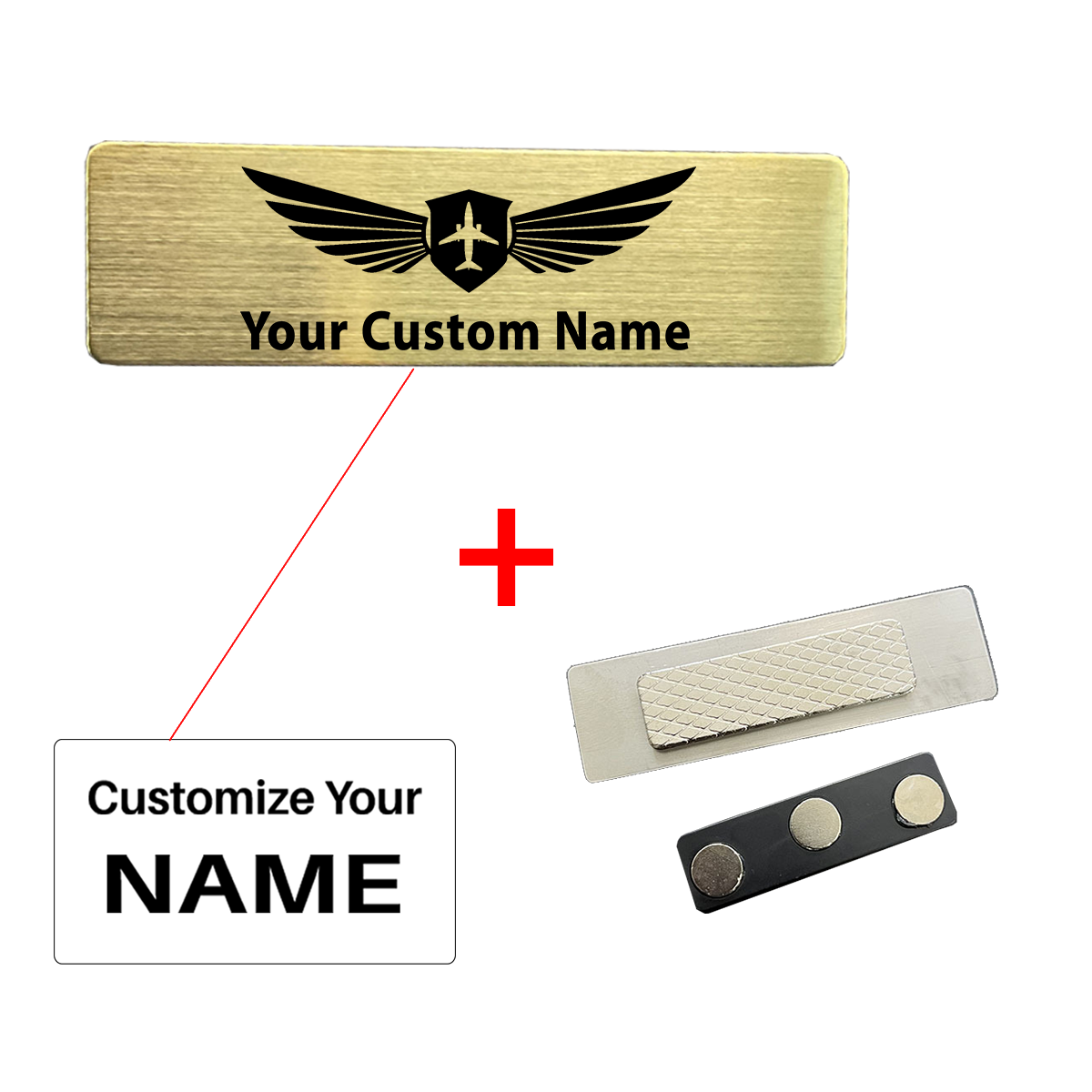 Your Custom Design Text Design 70*20MM Brooch Pin Badges