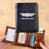 Thumbnail for Custom Name (Badge 6) Designed Leather Wallets