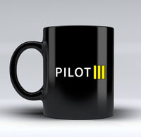 Thumbnail for Pilot & Stripes (3 Lines) Designed Black Mugs