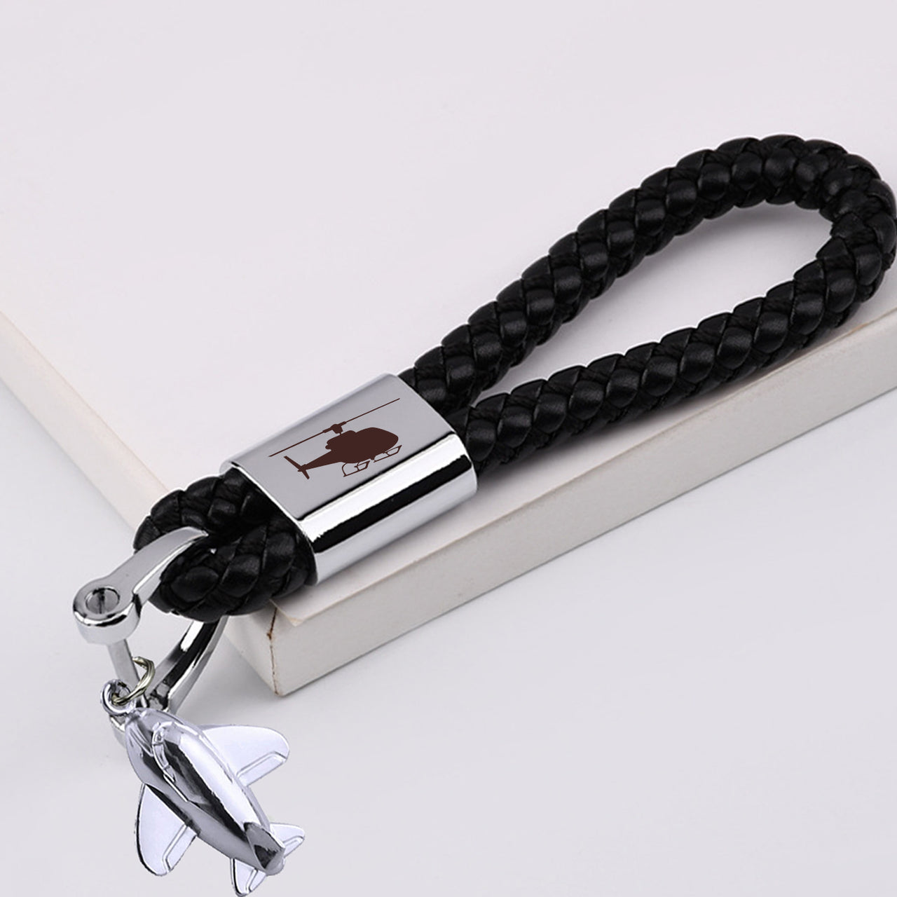 Helicopter Designed Leather Car Key Chains