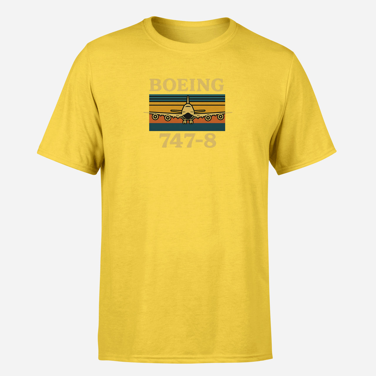 Retro Boeign 747-8 Design Super Quality T-Shirts