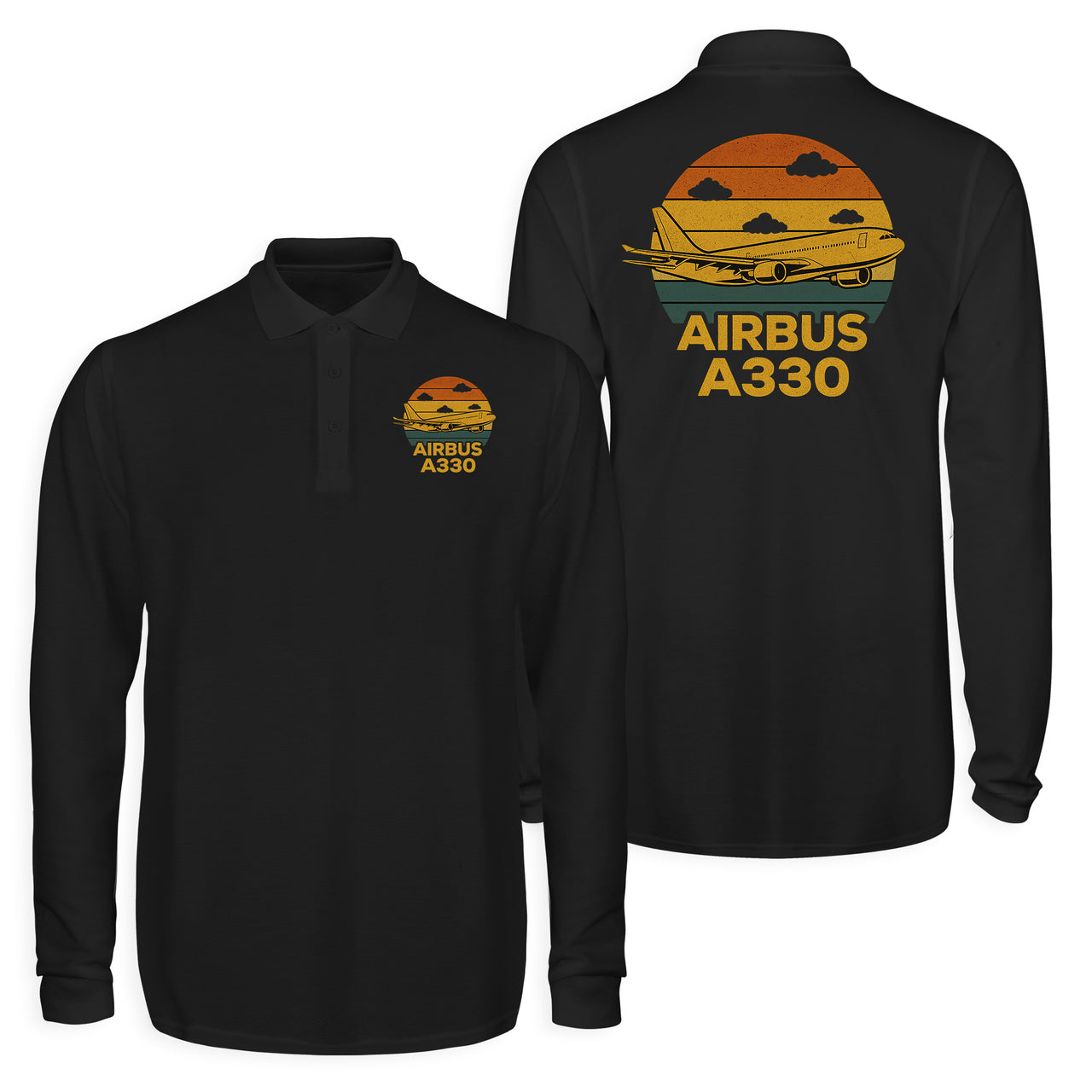 Retro Airbus A330 Designed Long Sleeve Polo T-Shirts (Double-Side)