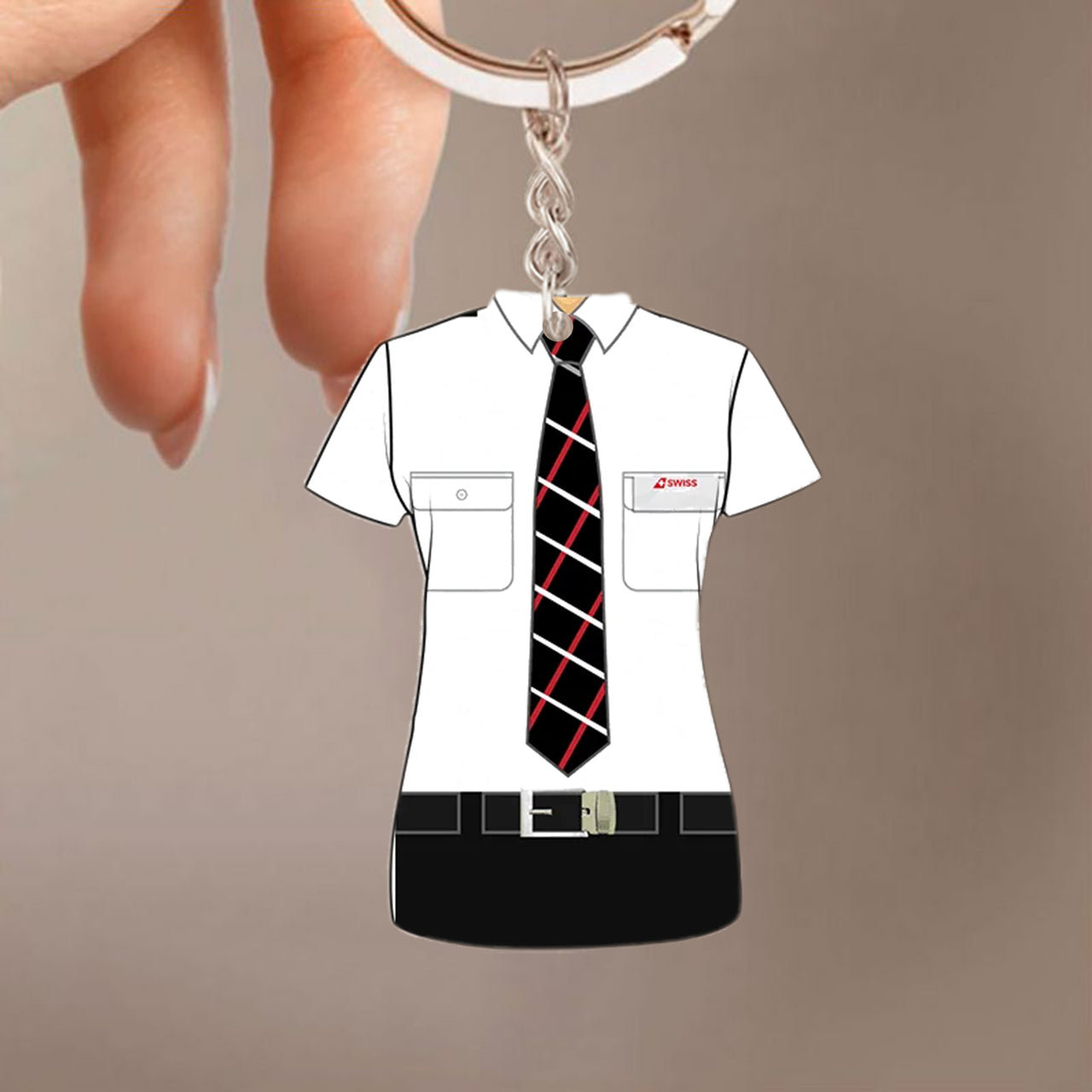 Swiss International Air Lines Airlines Uniform Acrylic Keychain