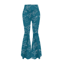 Thumbnail for Paper Airplane & Fly Green 2 Designed Women Yoga Flared Pants