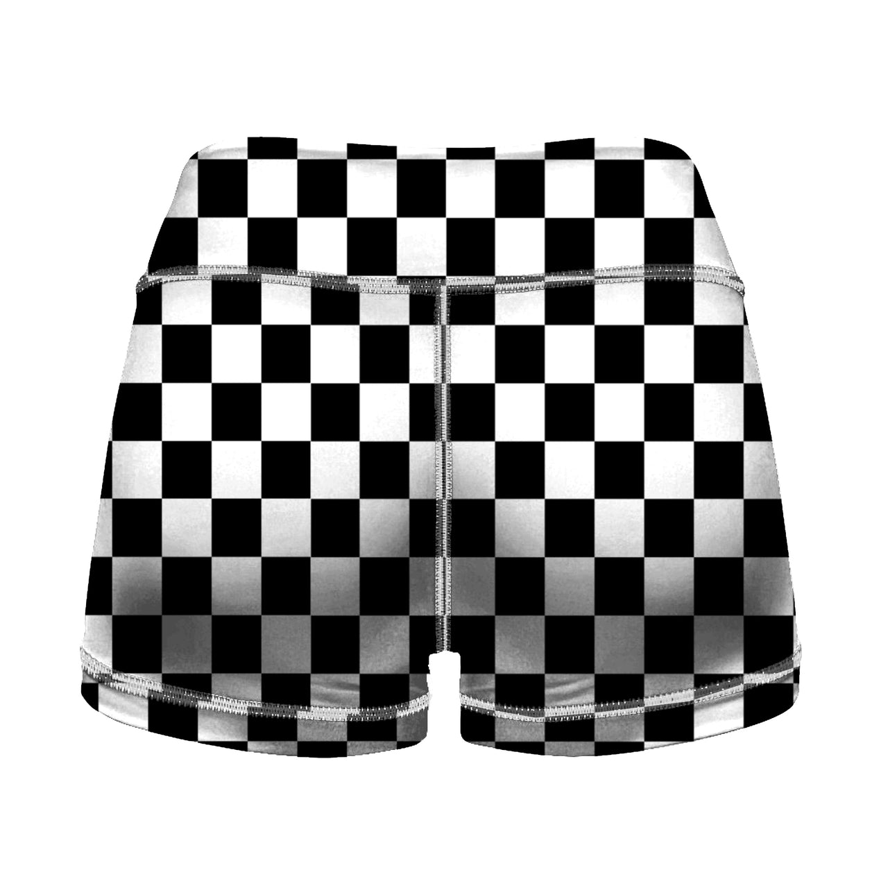Black & White Boxes Designed Women Yoga Shorts Pants