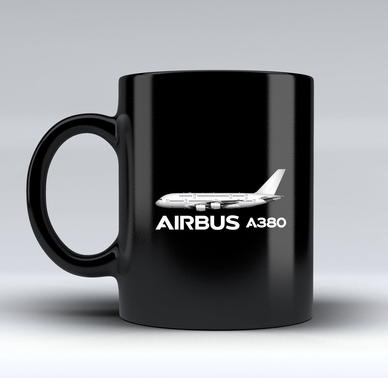 The Airbus A380 Designed Black Mugs