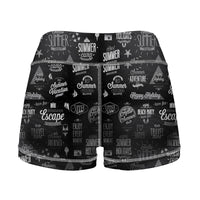 Thumbnail for Black & White Super Travel Icons Designed Women Yoga Shorts Pants