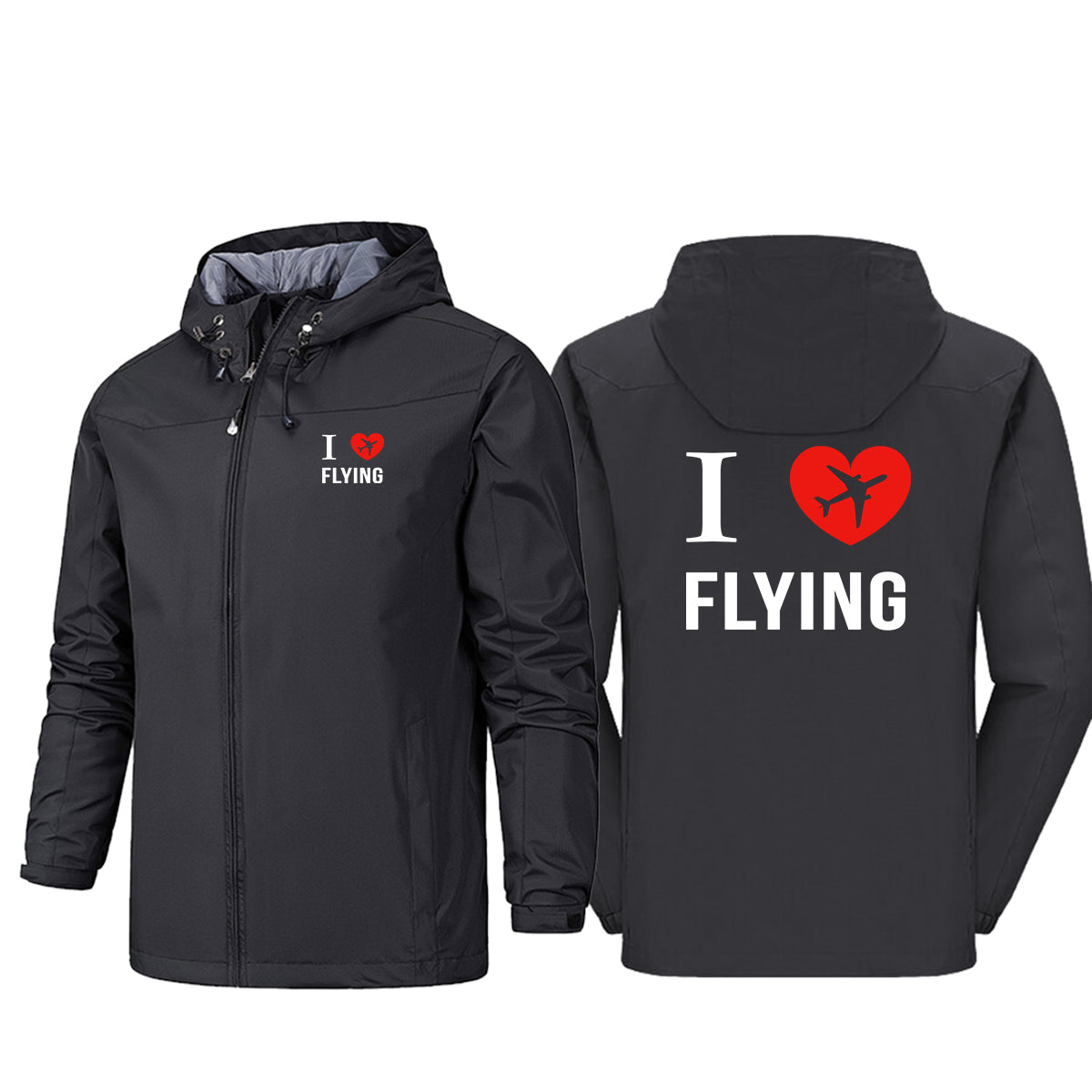 I Love Flying Designed Rain Jackets & Windbreakers
