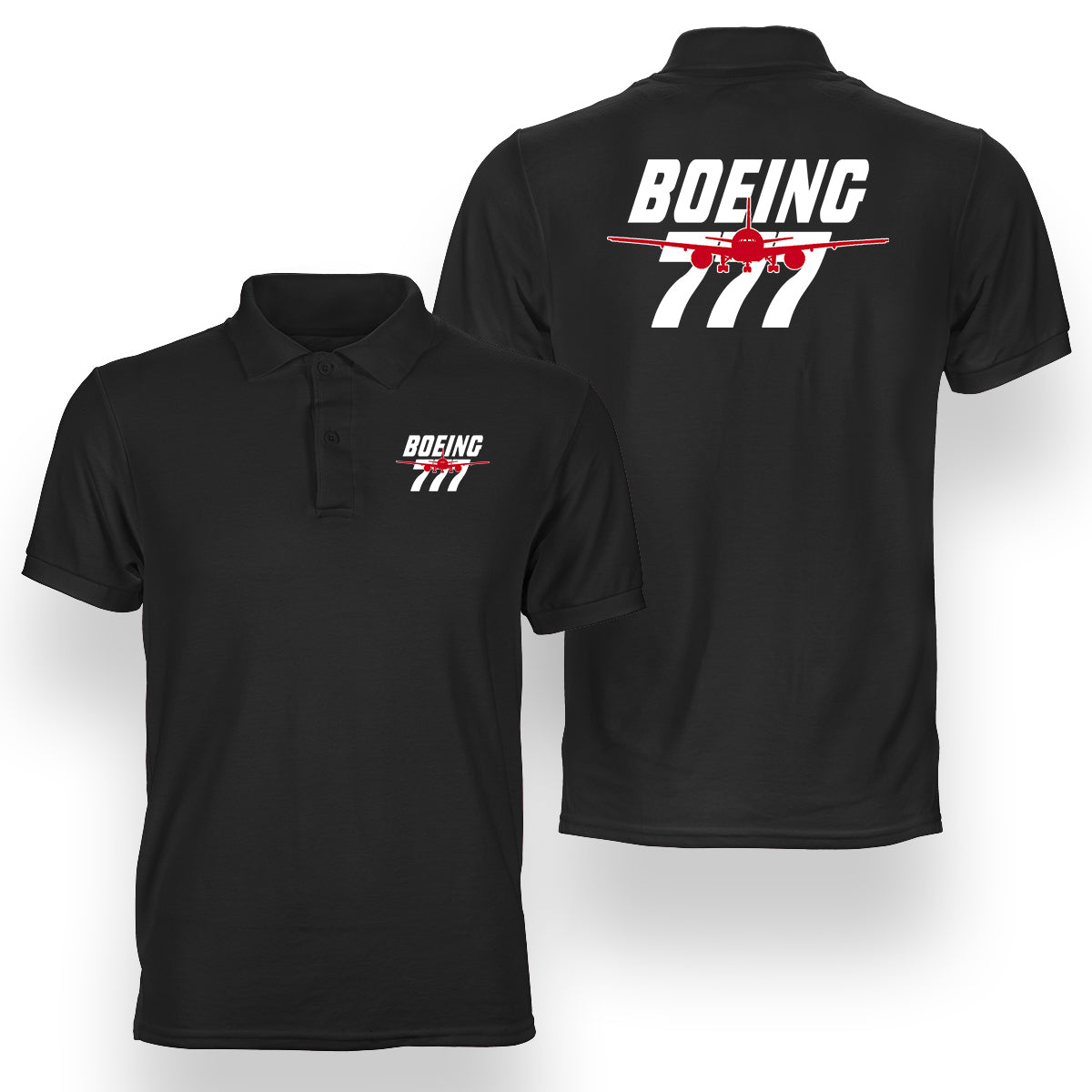 Amazing Boeing 777 Designed Double Side Polo T-Shirts