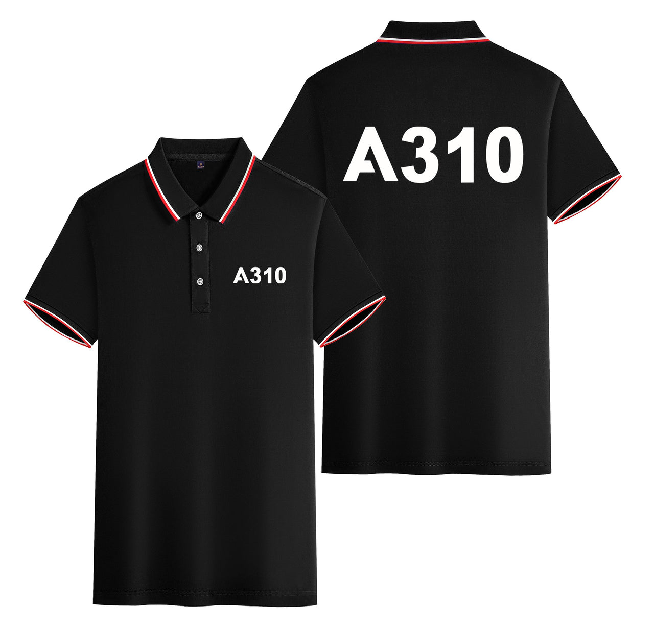 A310 Flat Text Designed Stylish Polo T-Shirts (Double-Side)