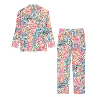 Thumbnail for Passport Stamps Designed Women Button Pajamas