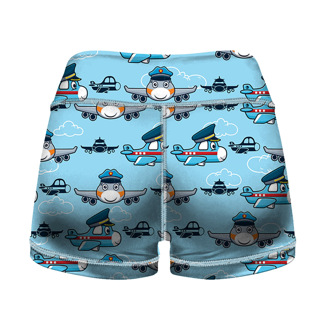 Cartoon & Funny Airplanes Designed Women Yoga Shorts Pants