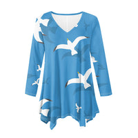Thumbnail for Seamless Seagulls Designed Women Lrregular V-neck Skirts