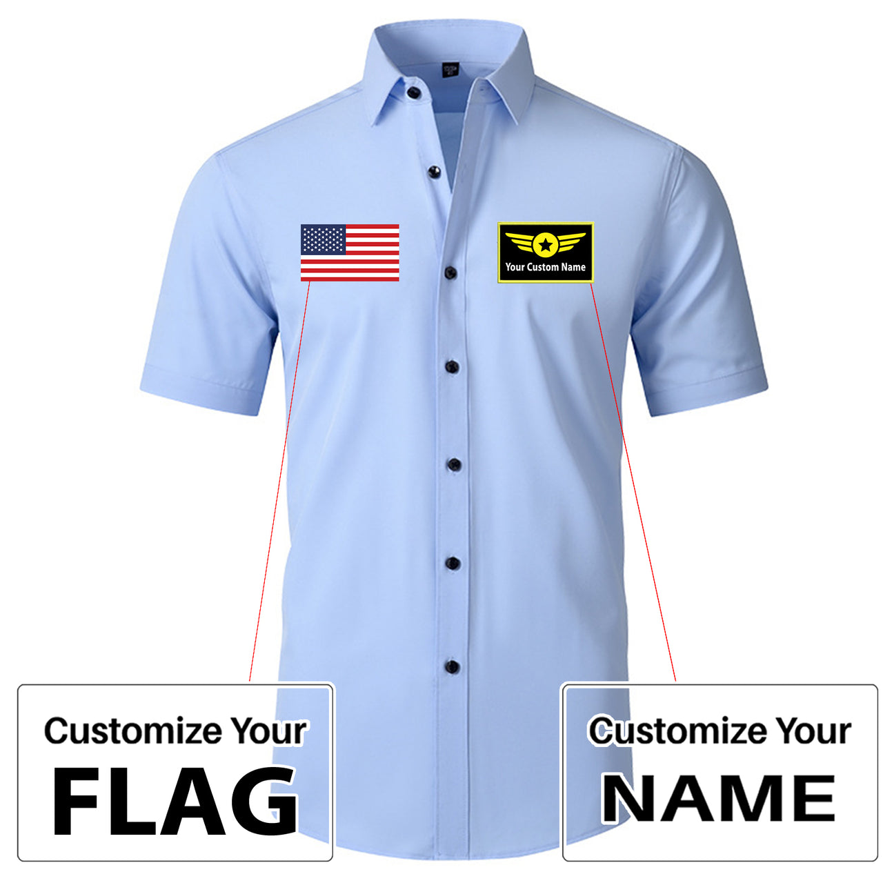 Custom Flag & Name with Special Badge Design Super Quality Short Sleeve Shirts