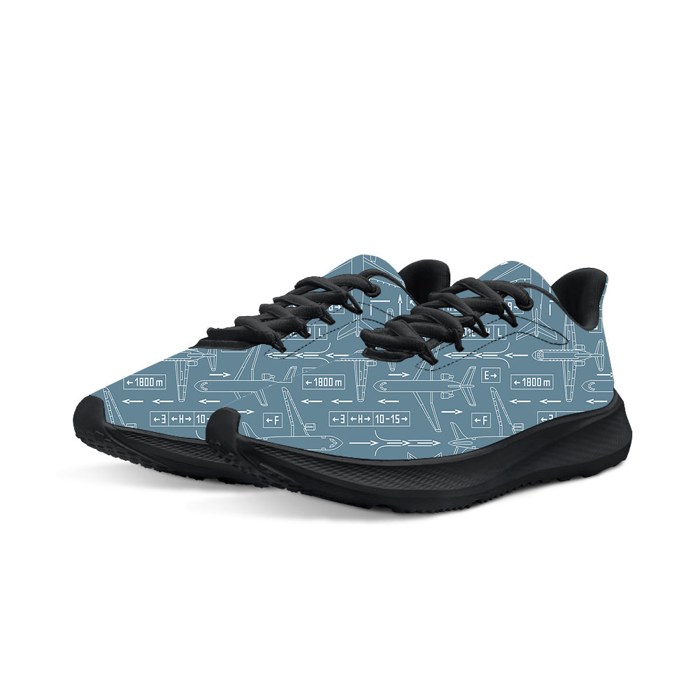 Jet Planes & Airport Signs Designed Breathable Sport Shoes