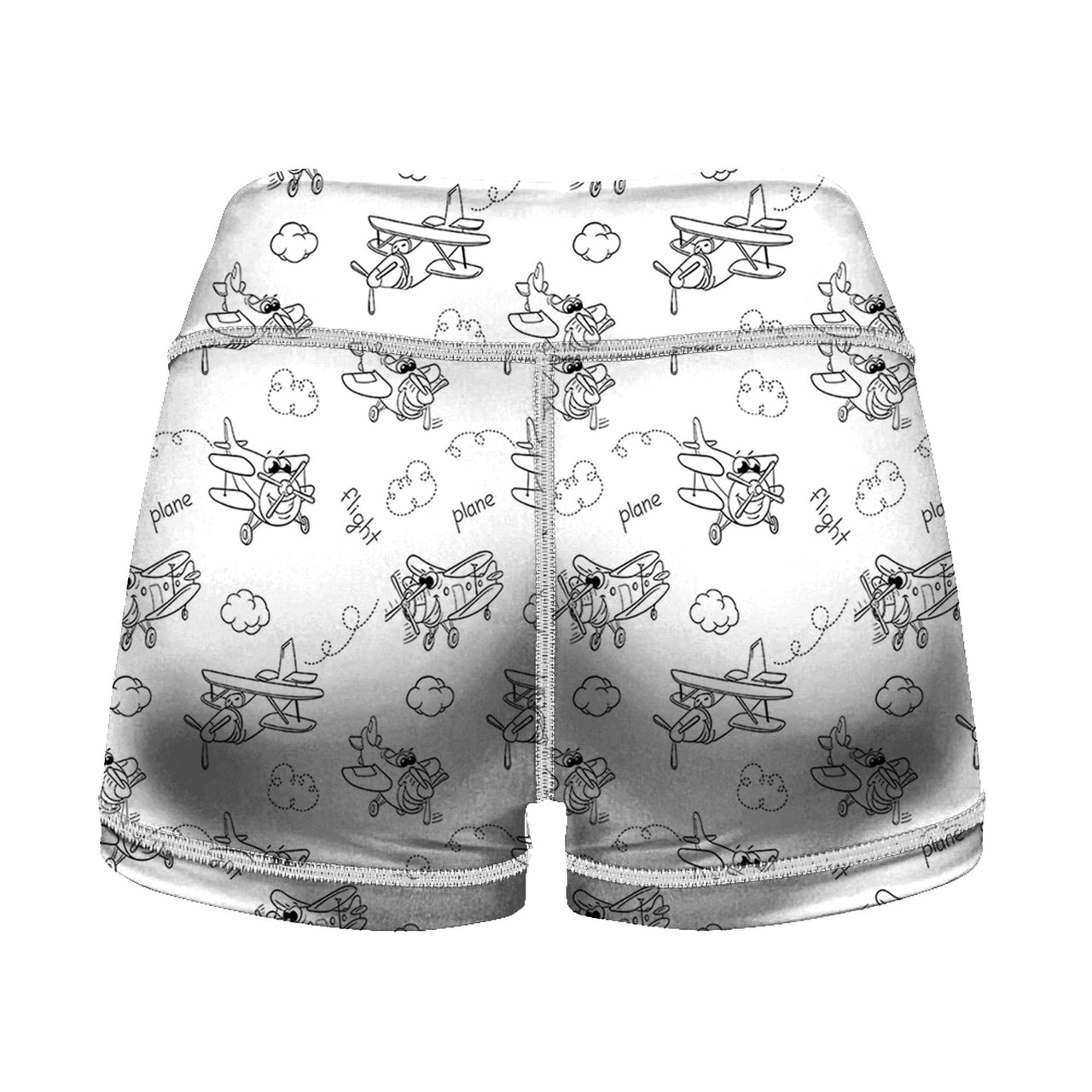 Cartoon Planes Designed Women Yoga Shorts Pants