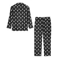 Thumbnail for Perfectly Sized Seamless Airplanes Black Designed Women Button Pajamas
