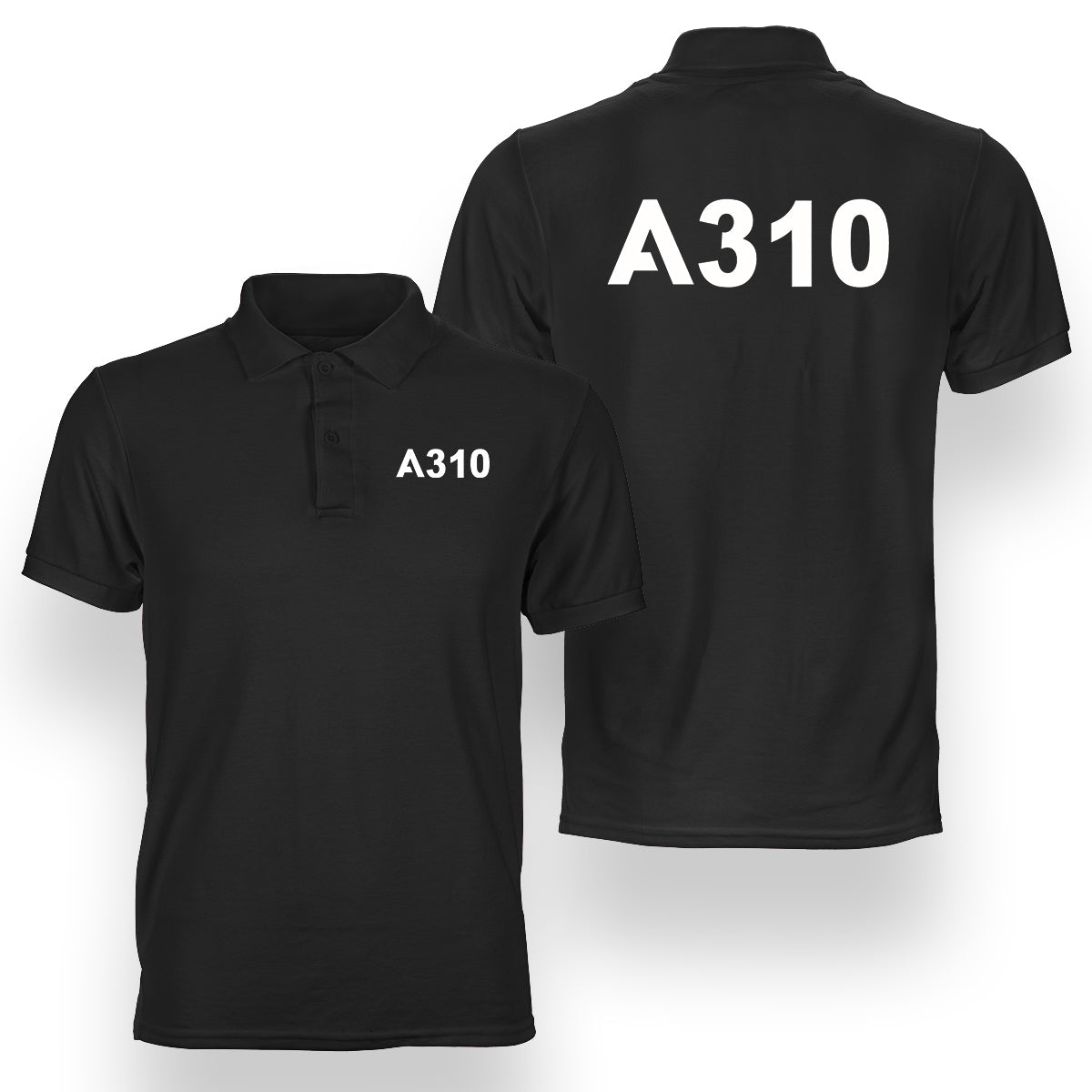 A310 Flat Text Designed Double Side Polo T-Shirts