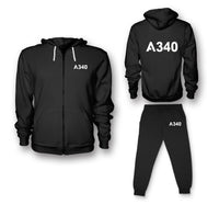 Thumbnail for A340 Flat Text Designed Zipped Hoodies & Sweatpants Set