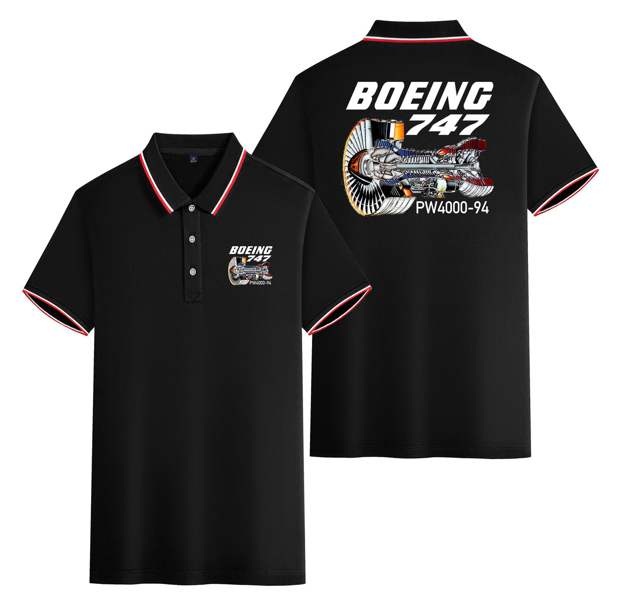 Boeing 747 & PW4000-94 Engine Designed Stylish Polo T-Shirts (Double-Side)