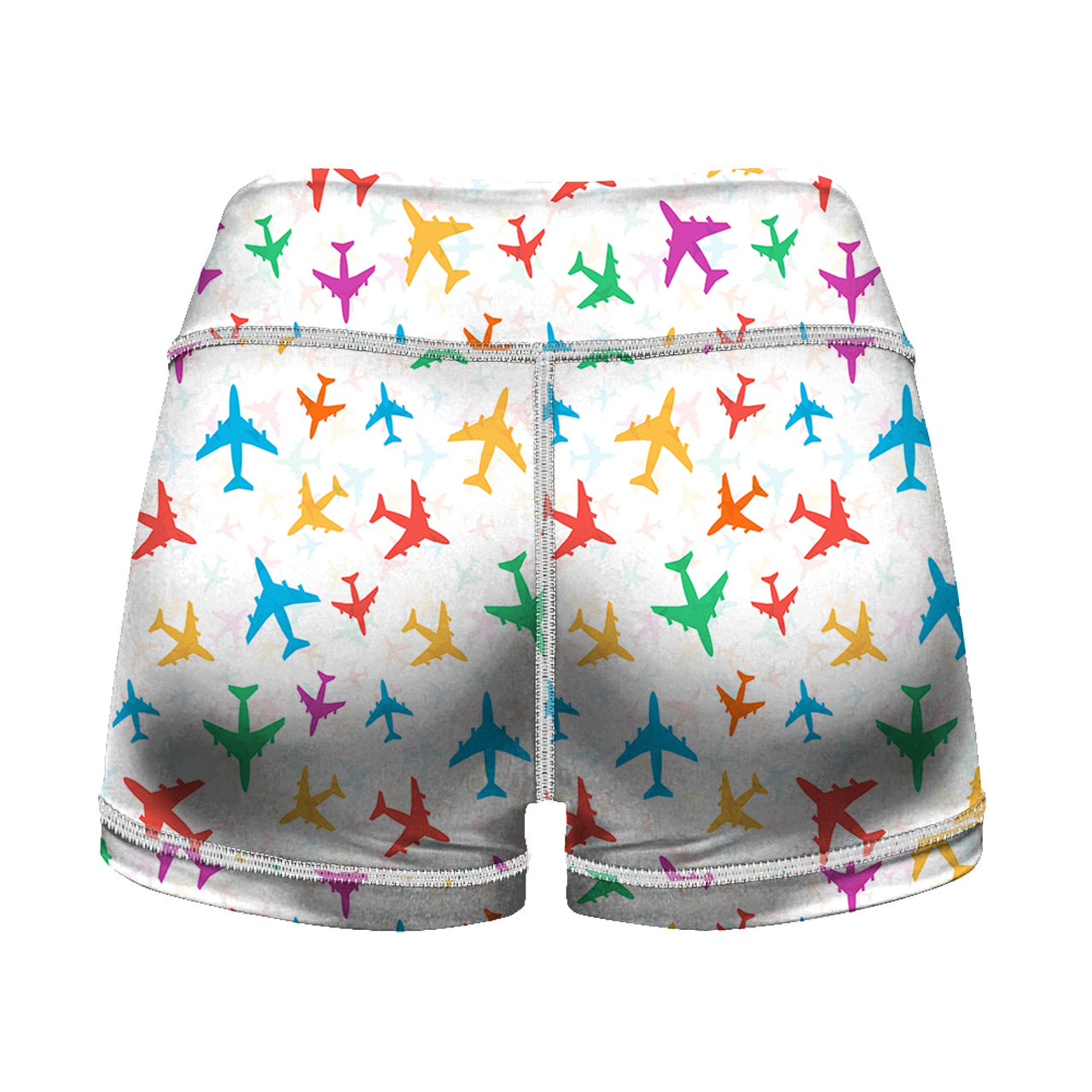 Cheerful Seamless Airplanes Designed Women Yoga Shorts Pants