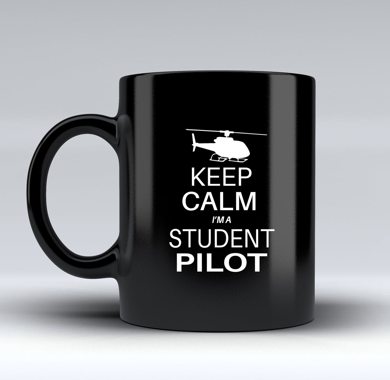 Student Pilot (Helicopter) Designed Black Mugs