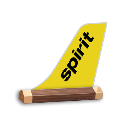Spirit Airlines Tail Logo Desk Models aviation design on premium acrylic and metal 3D airplane tail craft.
