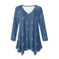 Thumbnail for Nice Airplanes (Blue) 2 Designed Women Lrregular V-neck Skirts