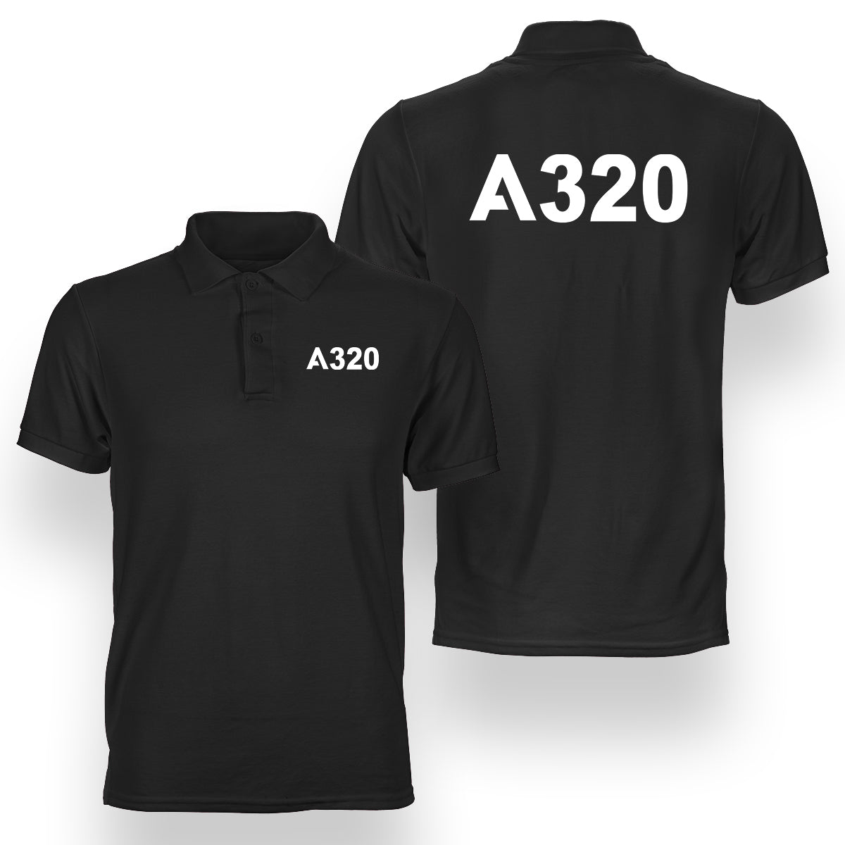 A320 Flat Text Designed Double Side Polo T-Shirts