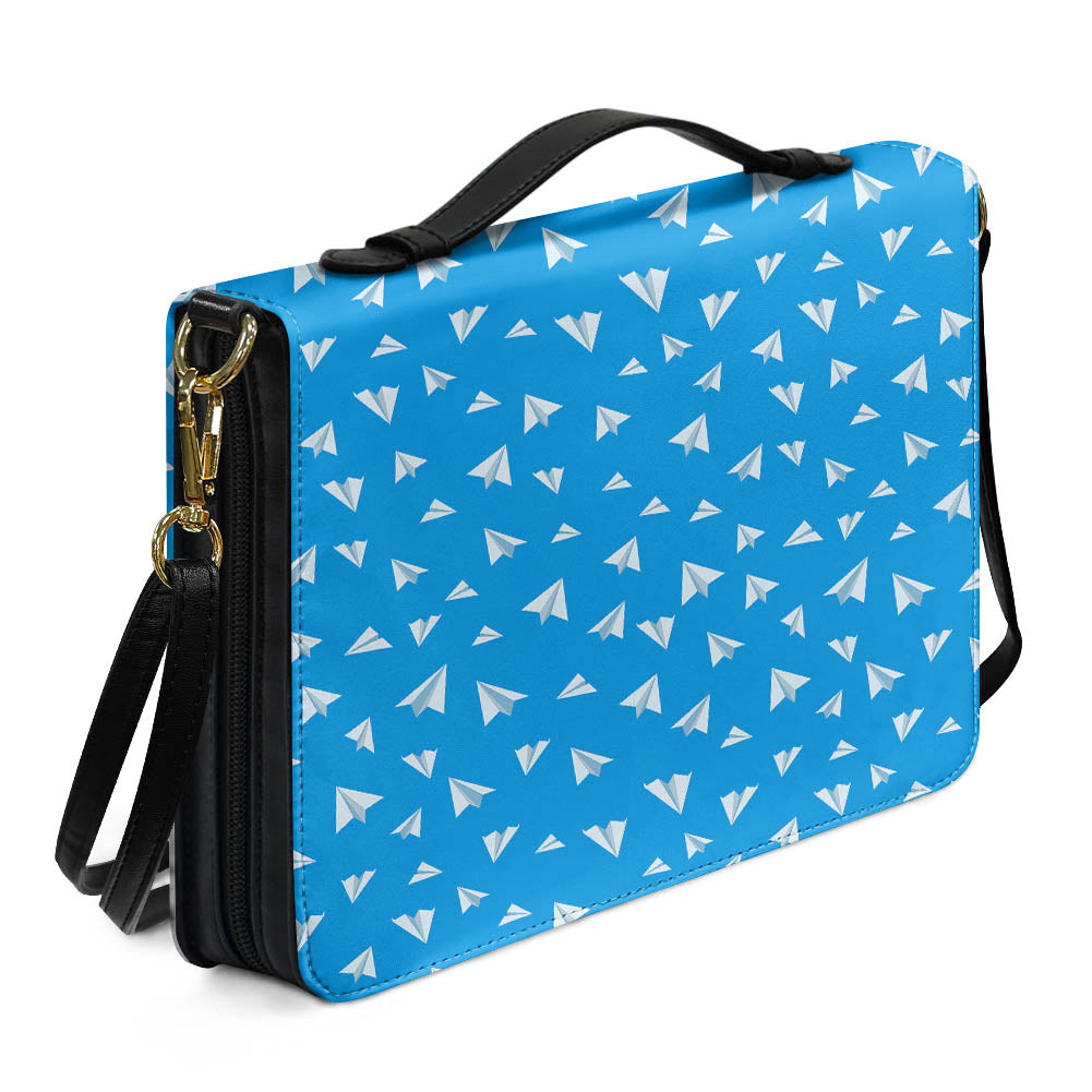 Paper Airplanes (Blue) 2 Designed PU Accessories Bags Strap Style
