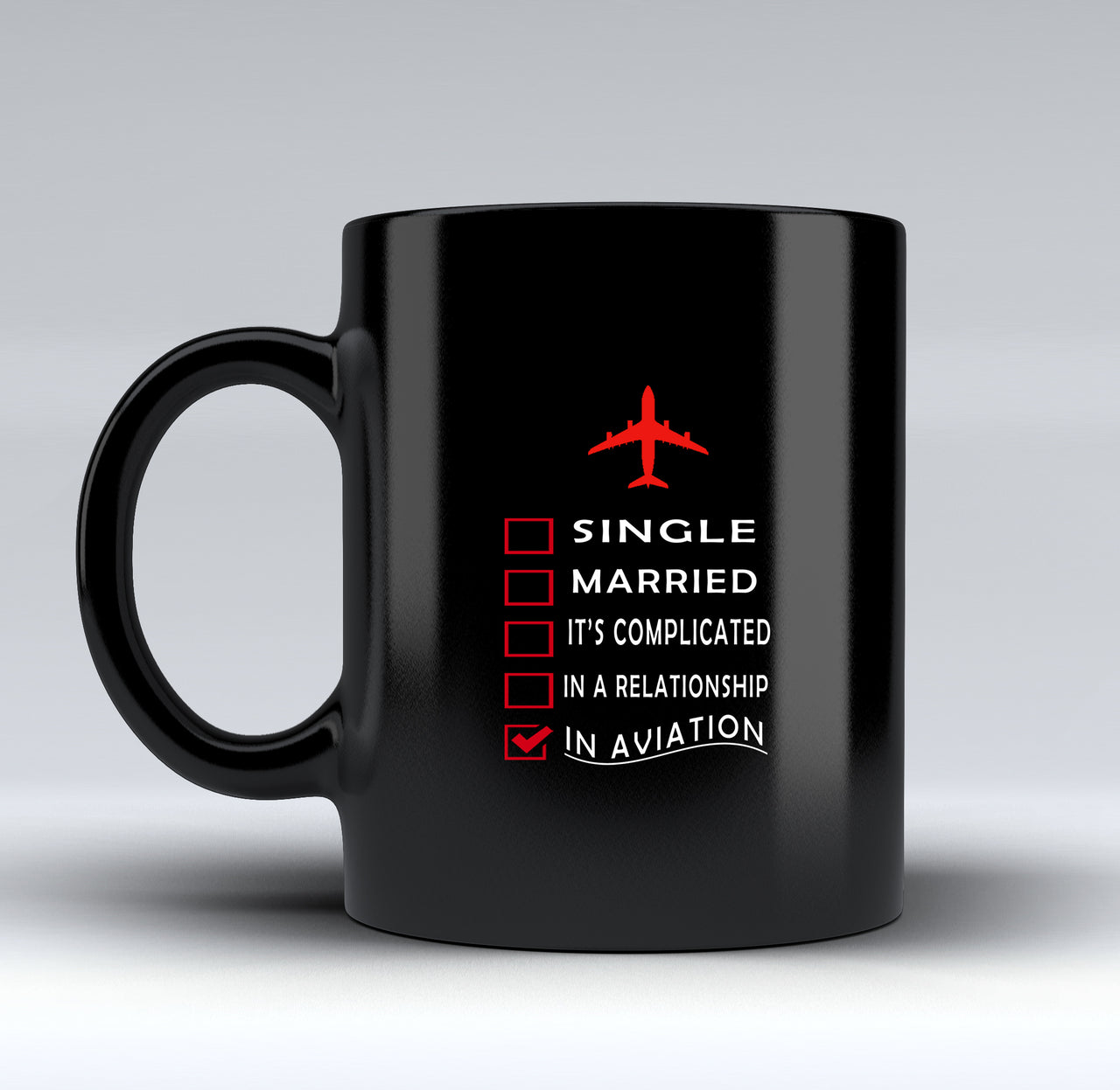 In Aviation Designed Black Mugs