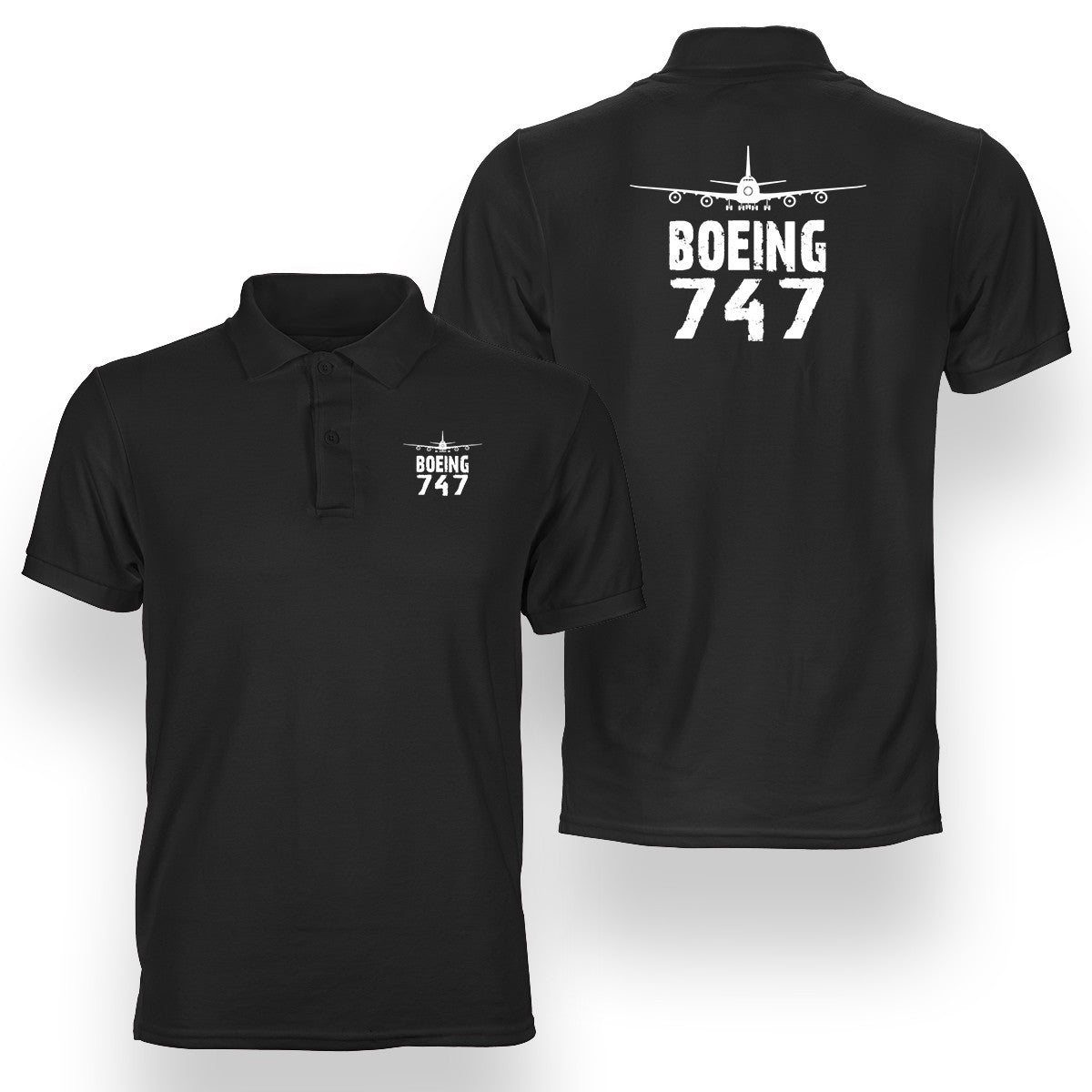 Boeing 747 & Plane Designed Double Side Polo T-Shirts
