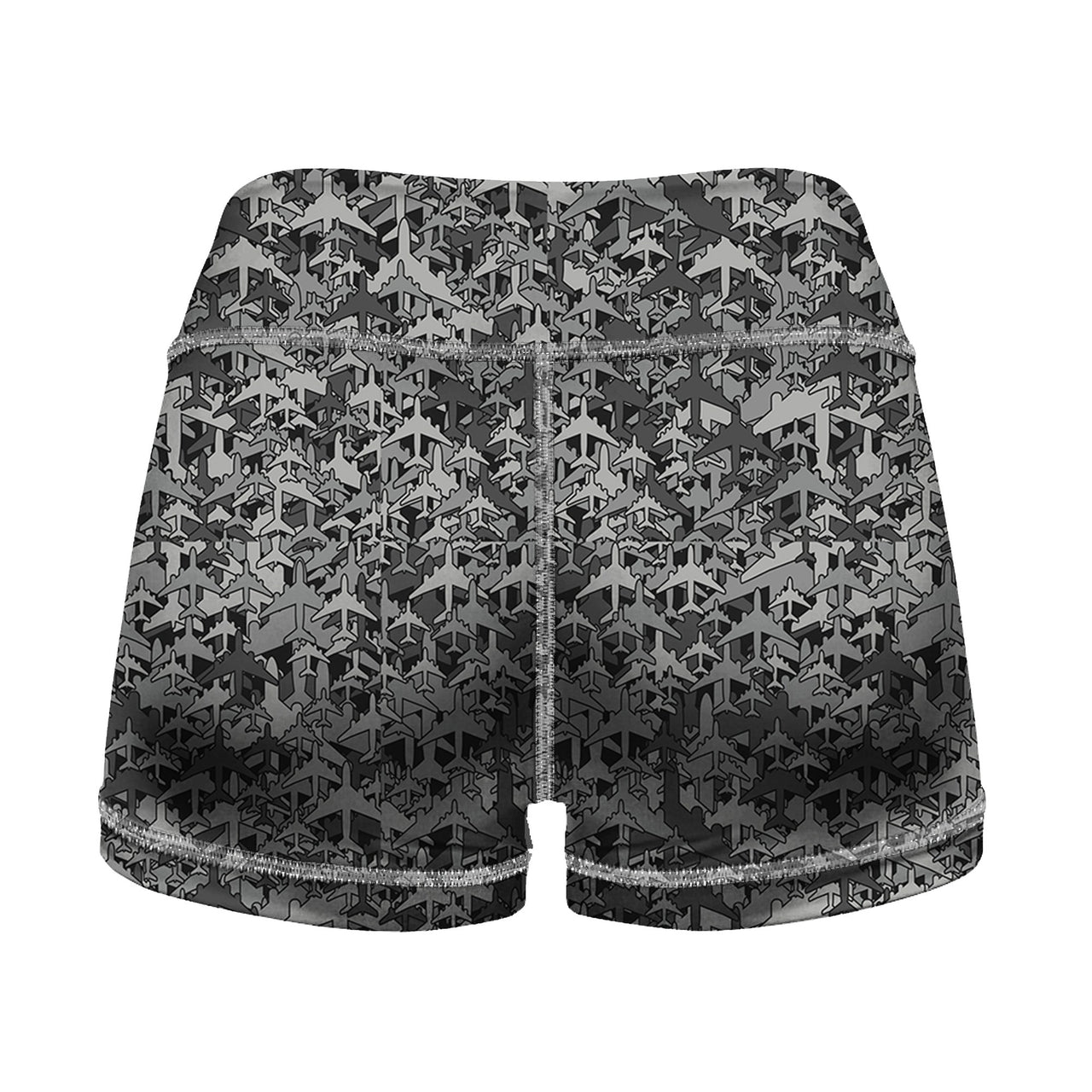 Dark Coloured Airplanes Designed Women Yoga Shorts Pants