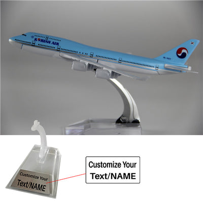Korean Air Boeing 747 Airplane Model (16CM) aviation themed 16-18cm scale model aircraft, diecast metal.