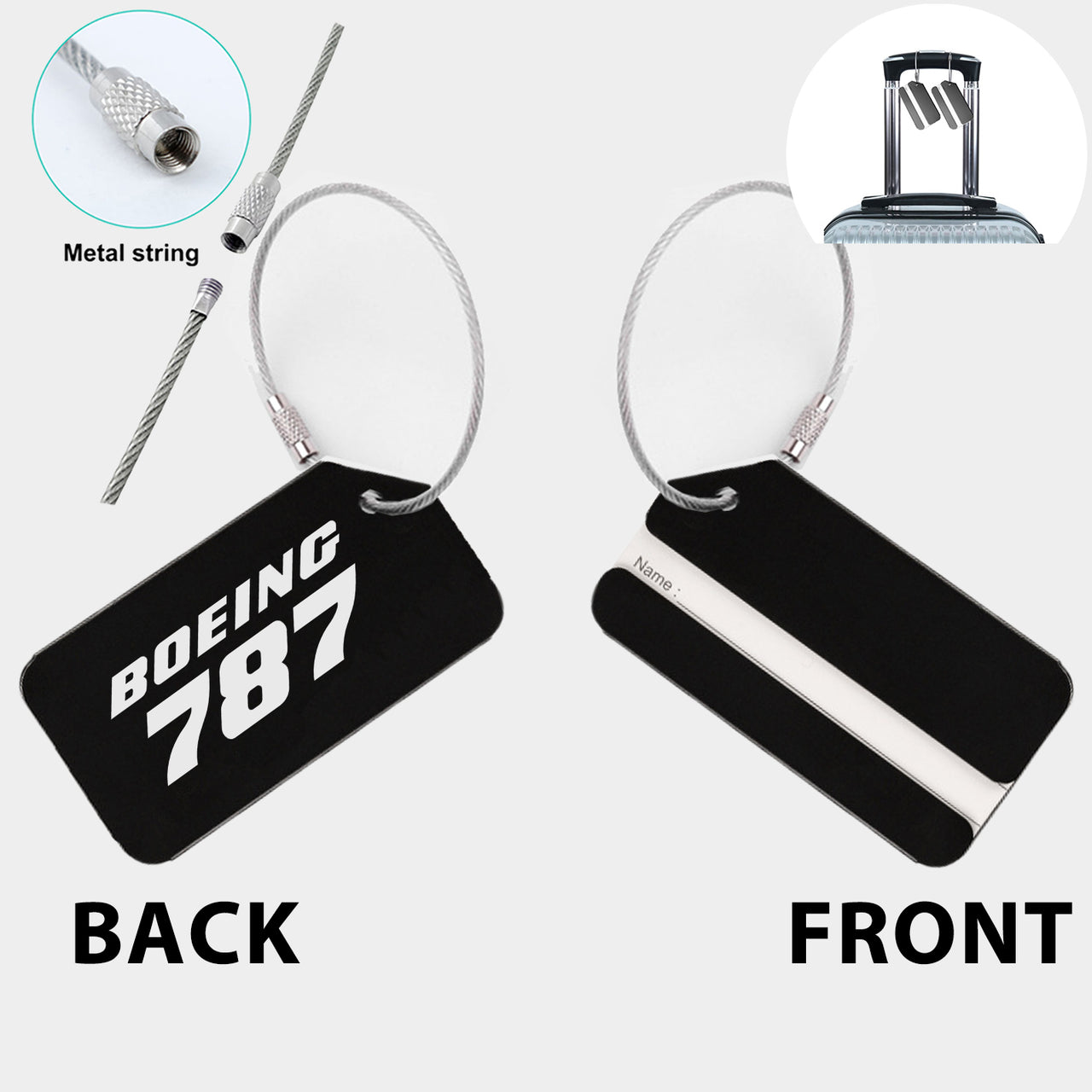 Boeing 787 & Text Designed Fashion Metal Luggage Tags