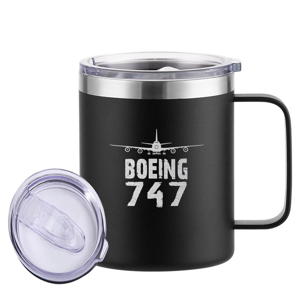 Boeing 747 & Plane Designed Stainless Steel Laser Engraved Mugs