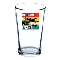 Thumbnail for Husband & Dad & Pilot & Legend Designed Beer & Water Glasses