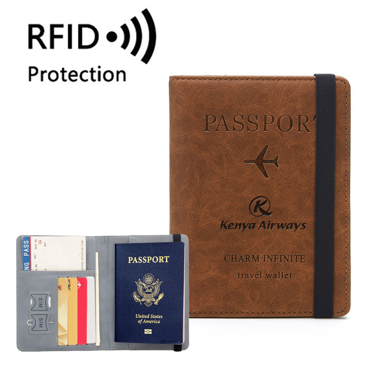 Kenya Airways Designed Passport Cover Travel Wallet Passport Holder