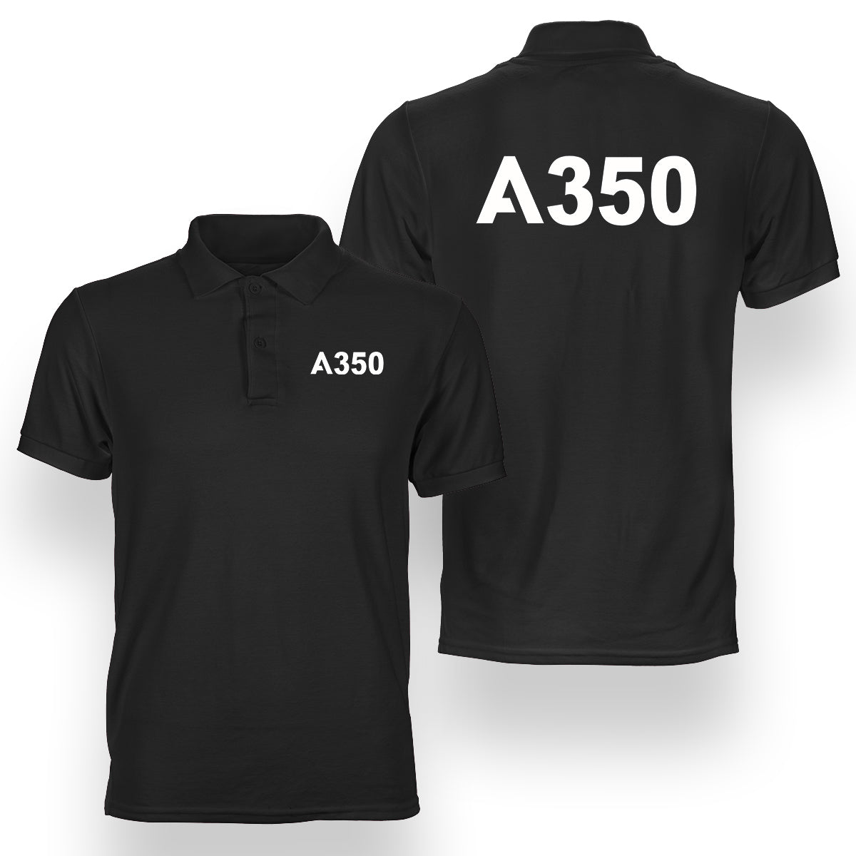 A350 Flat Text Designed Double Side Polo T-Shirts