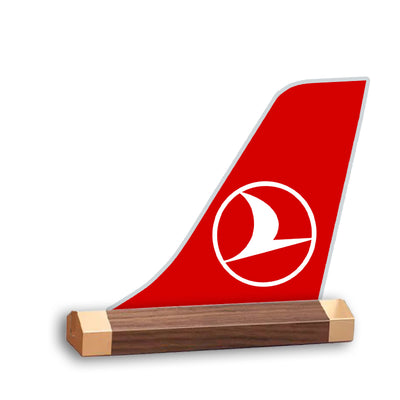 Turkish Airlines Tail Logo Desk Models aviation design on premium acrylic and metal 3D airplane tail craft.