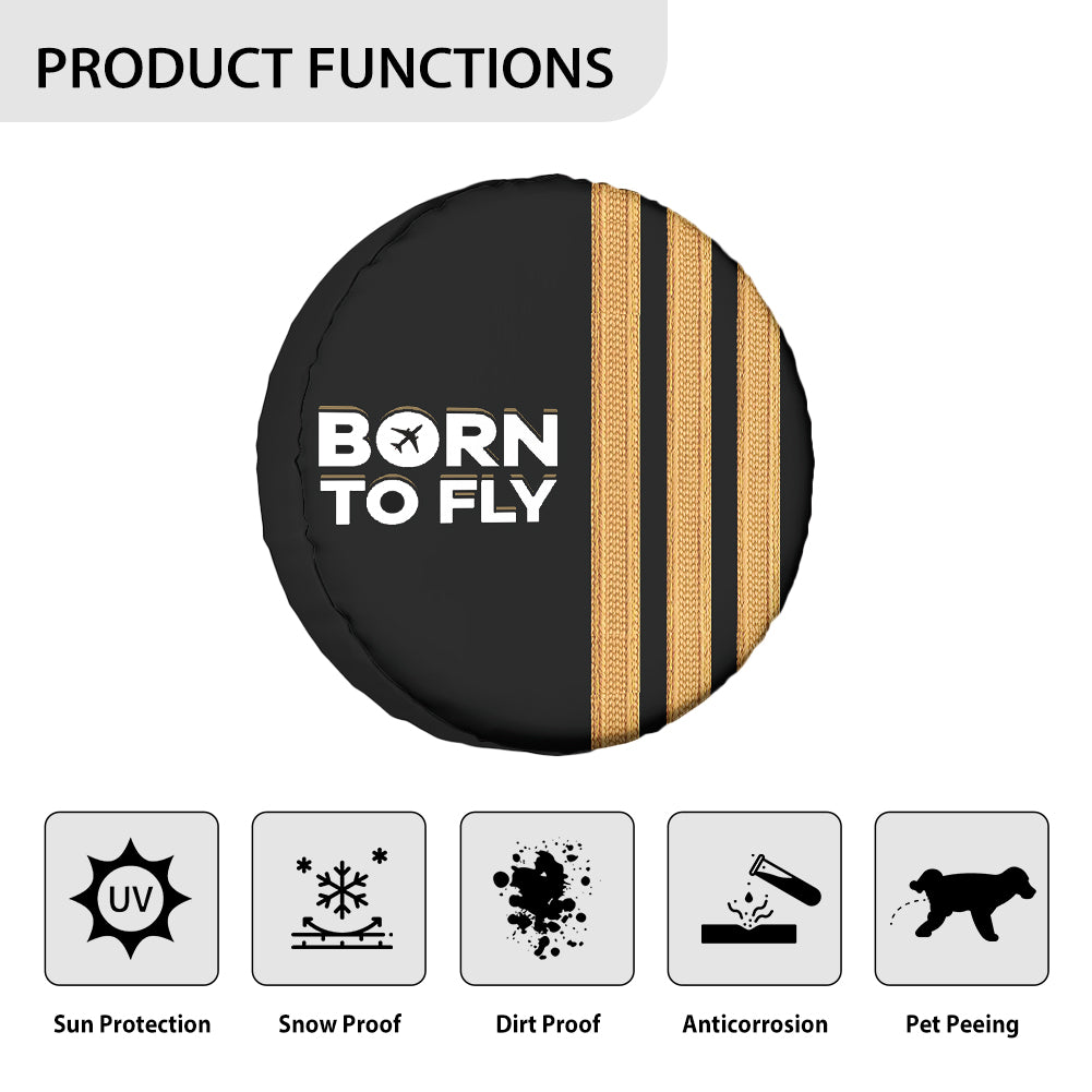 Born To Fly & Pilot Epaulettes (3 Lines) Designed Tire Cover Cases