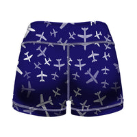 Thumbnail for Different Sizes Seamless Airplanes Designed Women Yoga Shorts Pants