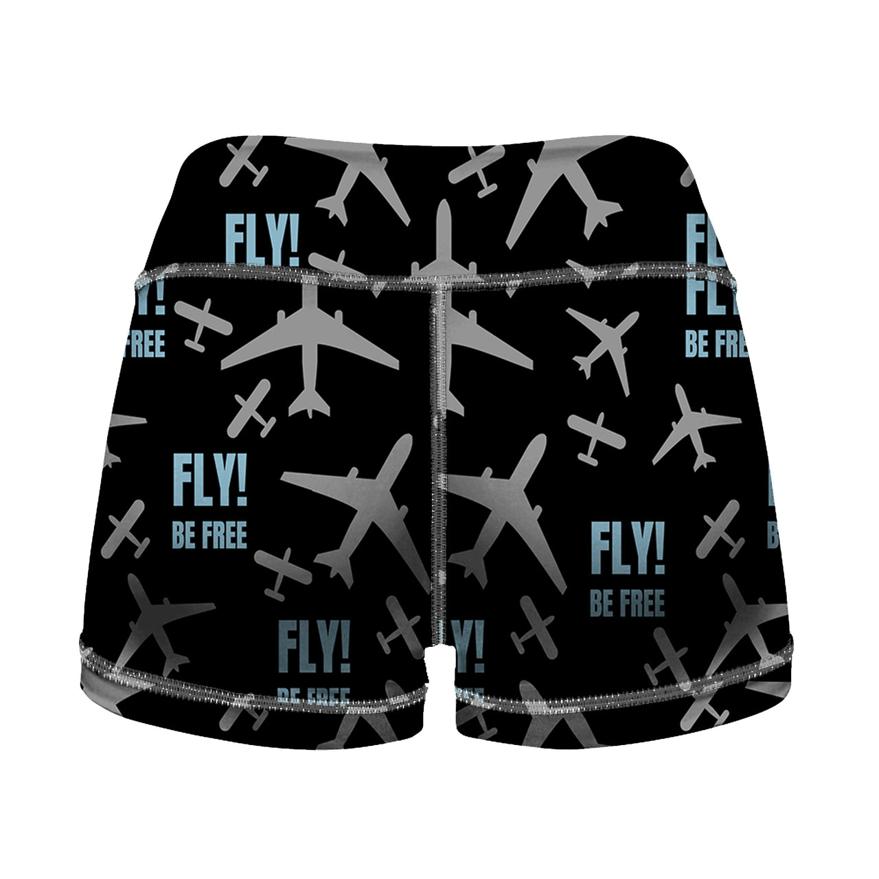 Fly Be Free Black Designed Women Yoga Shorts Pants
