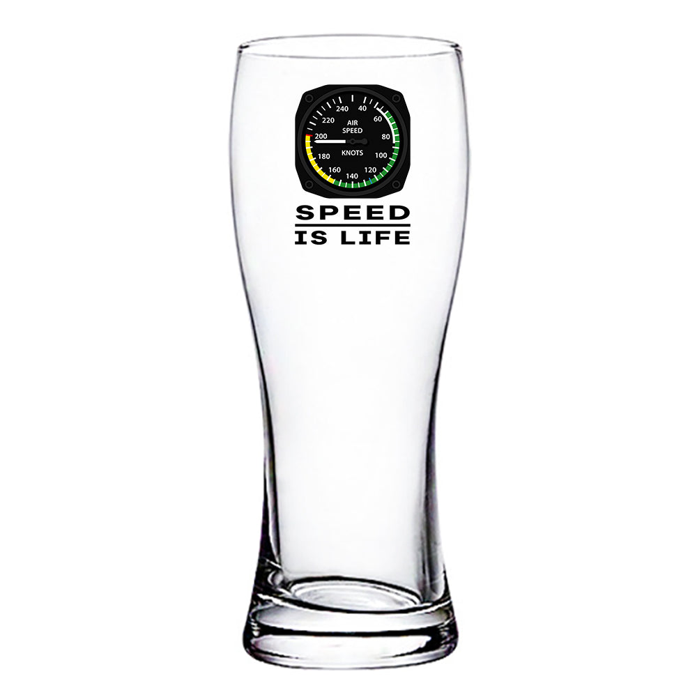 Speed Is Life Designed Pilsner Beer Glasses