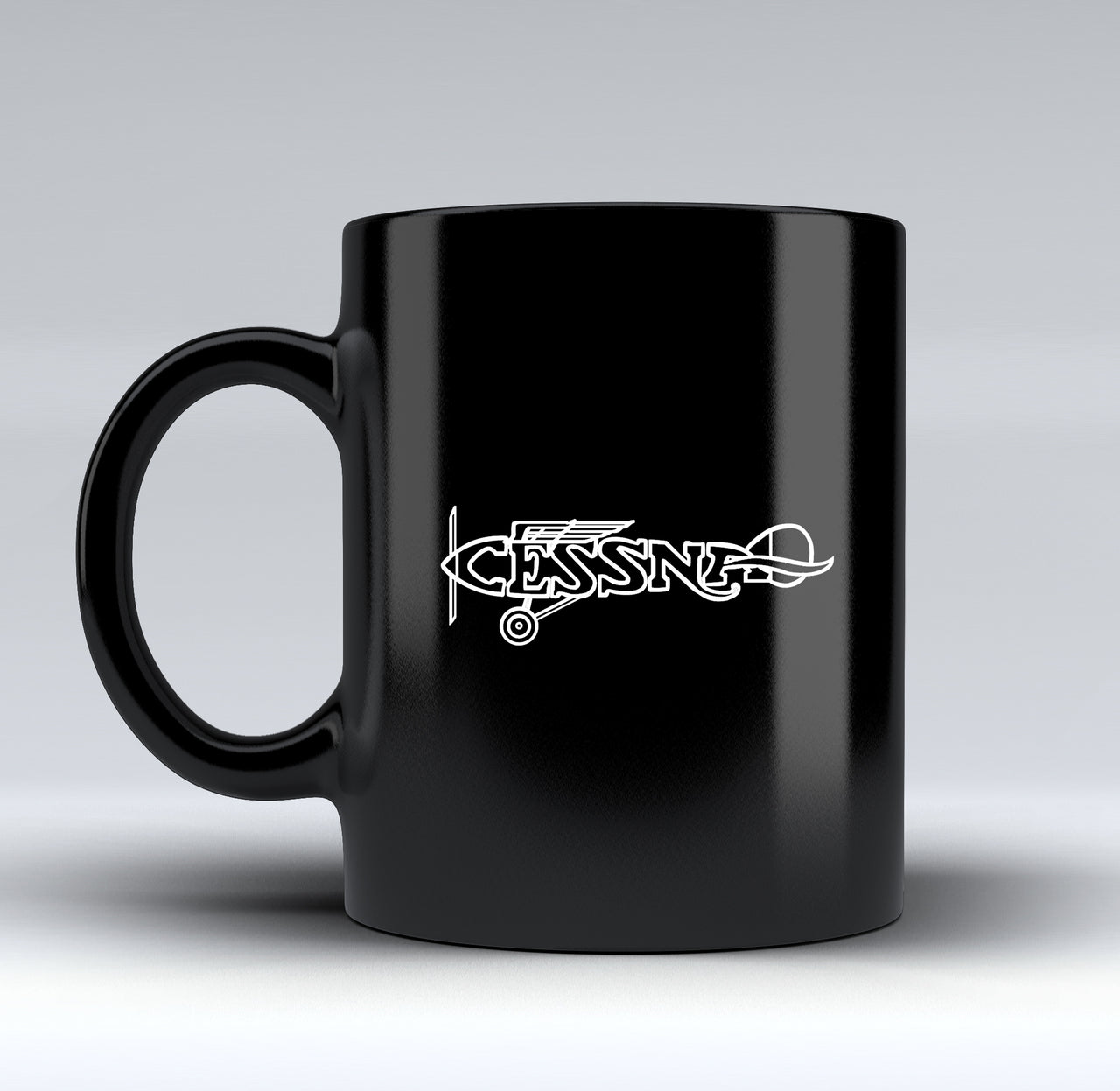 Special Cessna Text Designed Black Mugs
